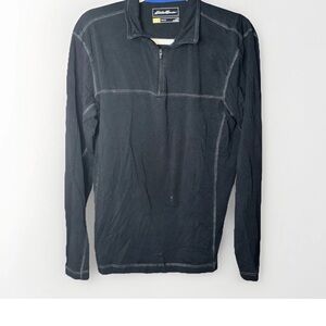 Eddie Bauer Black and Blue Quarter-Zip Pullover